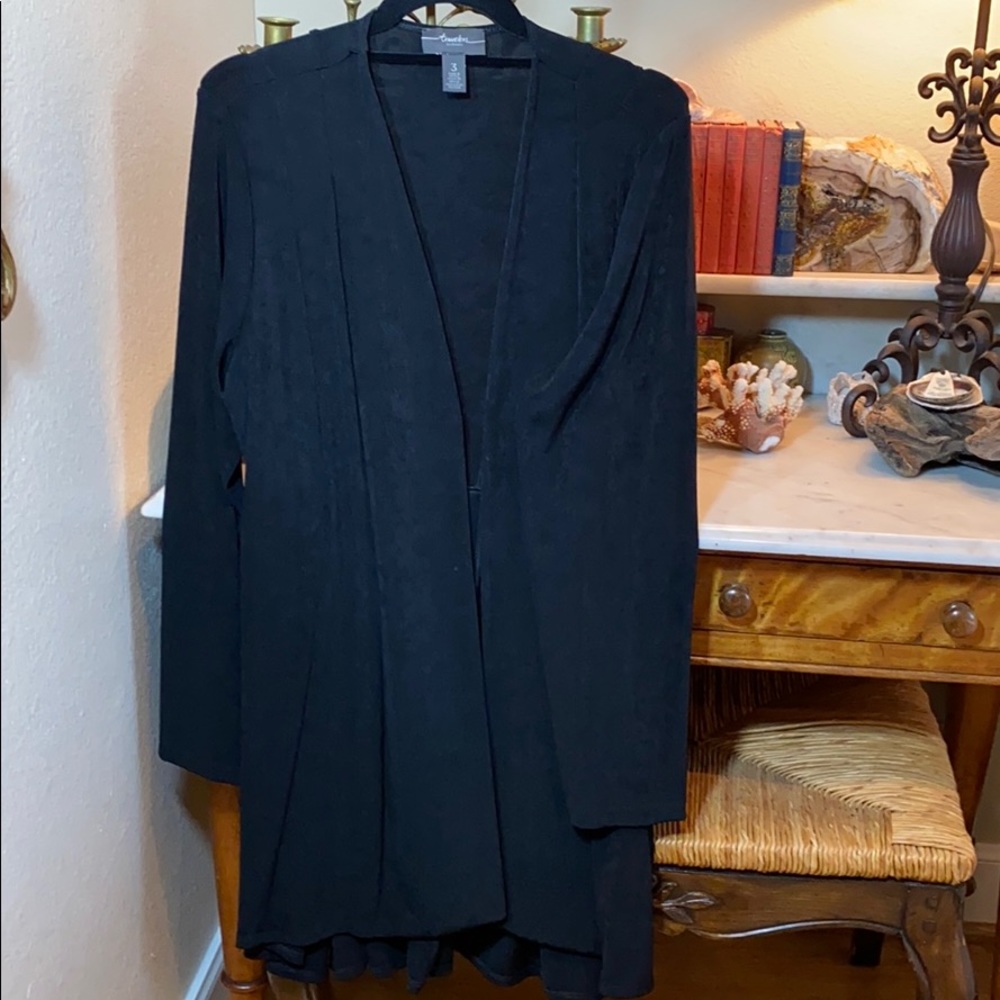 Chico’s Travelers Mid Thigh Long Peplum Coat